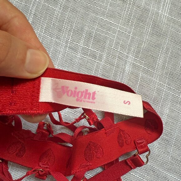 Voight Red Velvet Lingerie Set - corset garters strappy - size small - Picture 7 of 7